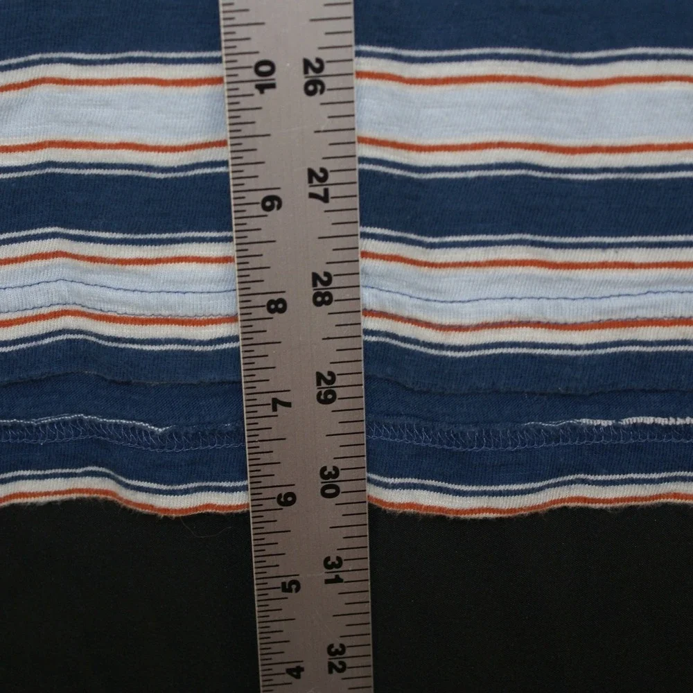 Duluth Trading Co Mens Relaxed Fit Striped Polo Shirt Blue Orange Size M